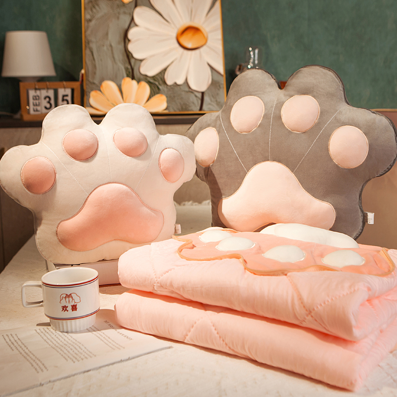 猫爪沙发睡觉抱枕被子两用毯子二合一办公室午睡枕头折叠车载靠枕