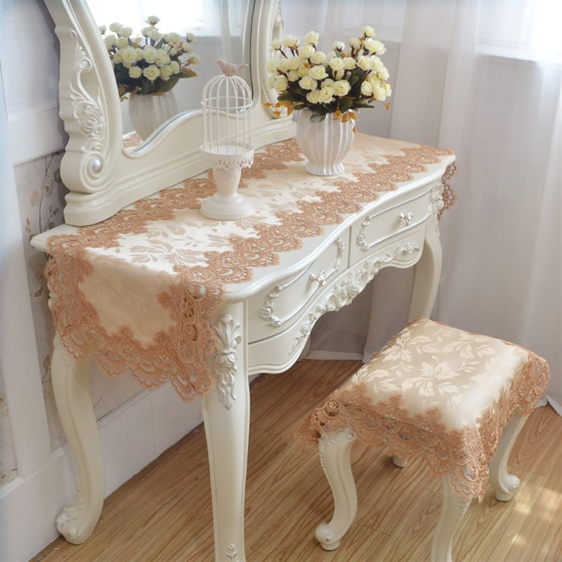 梳妆台桌布蕾丝布艺欧式美甲桌布防尘盖布公主风卧室化妆台盖巾