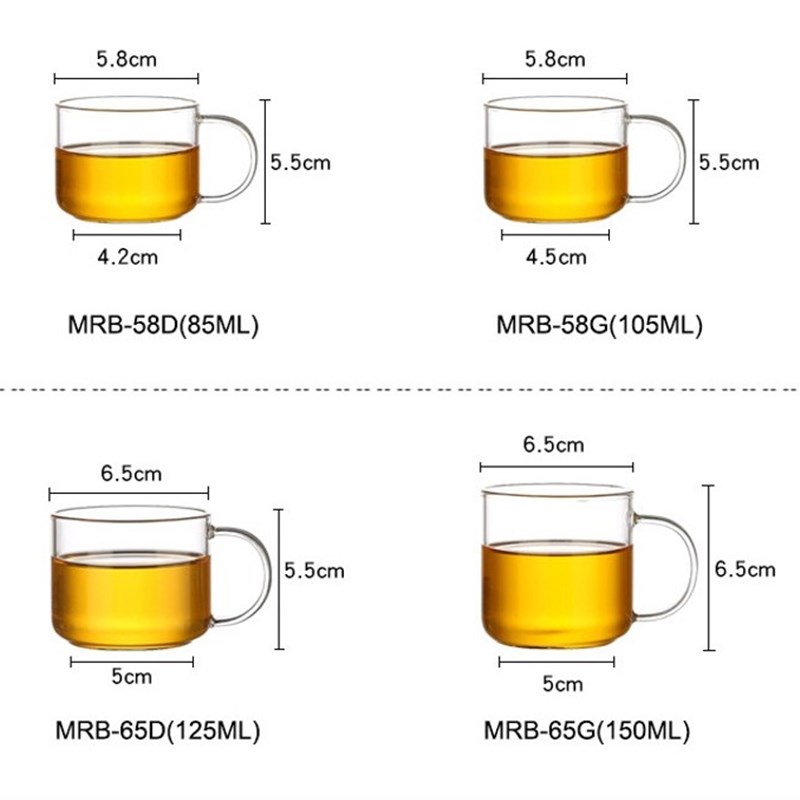 铭润加厚耐热透明玻璃小茶杯家用带把杯功夫茶具品茗杯子茶杯酒杯