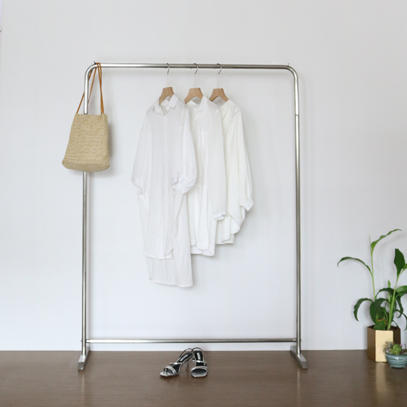 服装店展示架落地式挂衣架银色专用女装货架不锈钢拉丝衣服架子