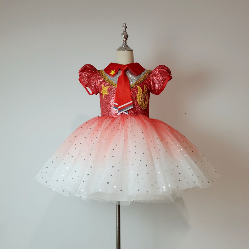 儿童合唱表演礼服女童走秀幼儿园舞蹈公主裙歌颂祖国舞蹈朗诵演出