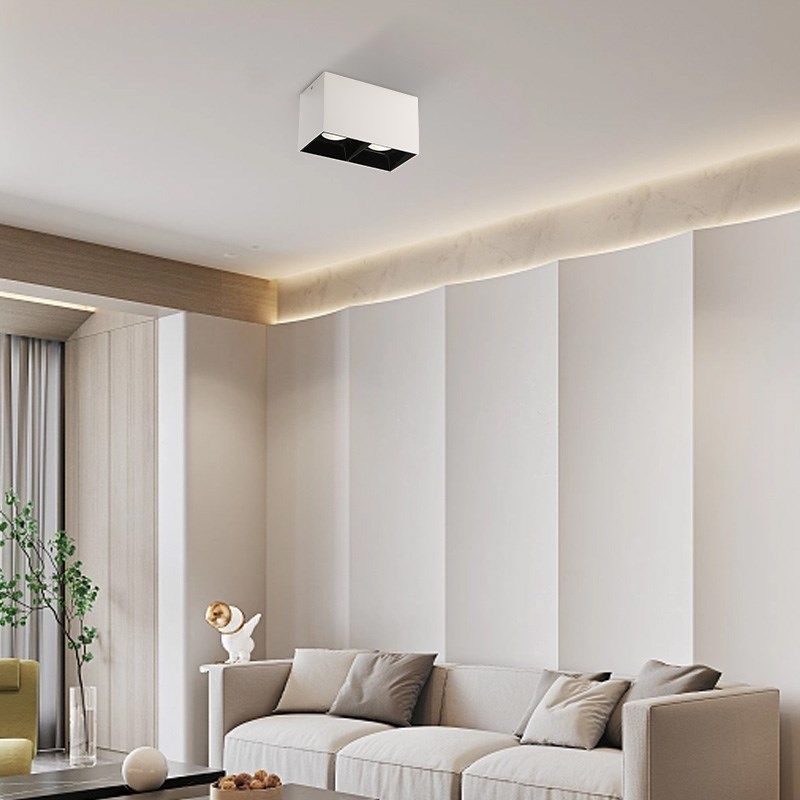 明装射灯双头led无主灯照明客厅灯卧室方形聚光防眩吸顶式斗胆灯,家装灯饰光源,明装射灯,淘宝优惠券,粉丝福利购,淘宝优惠卷