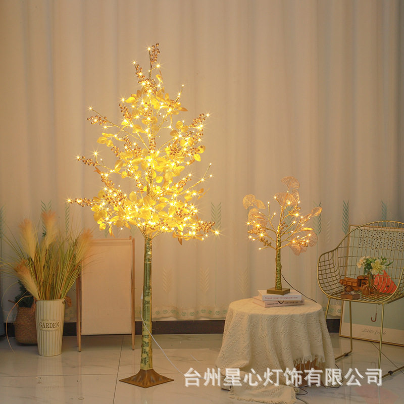 led新年金色果子树灯室内仿真过年喜庆家用节日装饰灯摆件批发