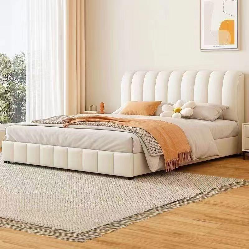 网红软包轻奢婚床实木床双人1.8x2米主卧大床1.5家用科技布奶油风