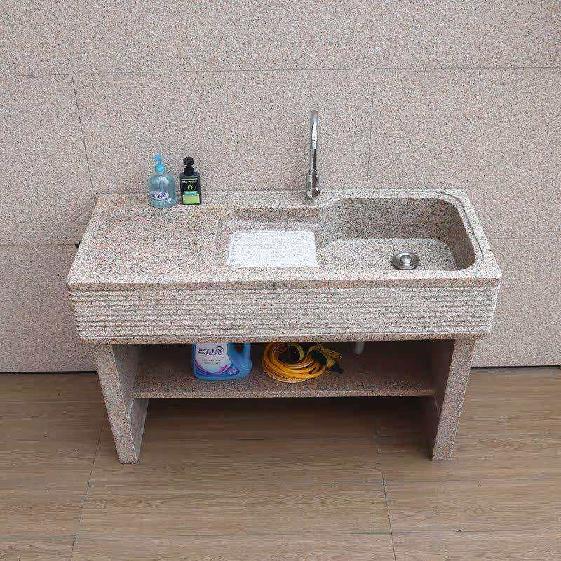 户外庭院水池室外一体台盆花岗岩水槽天然大理石材洗衣池带搓衣板