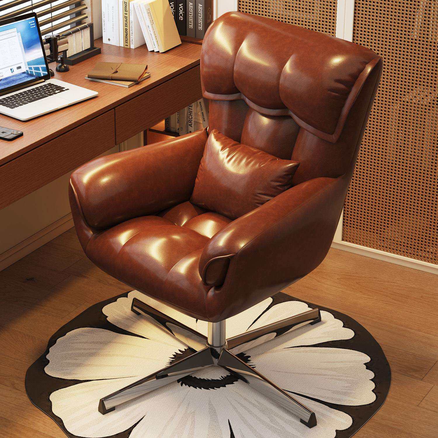 电脑椅子女生卧室书桌靠背椅家用舒适久坐办公椅升降学生化妆转椅