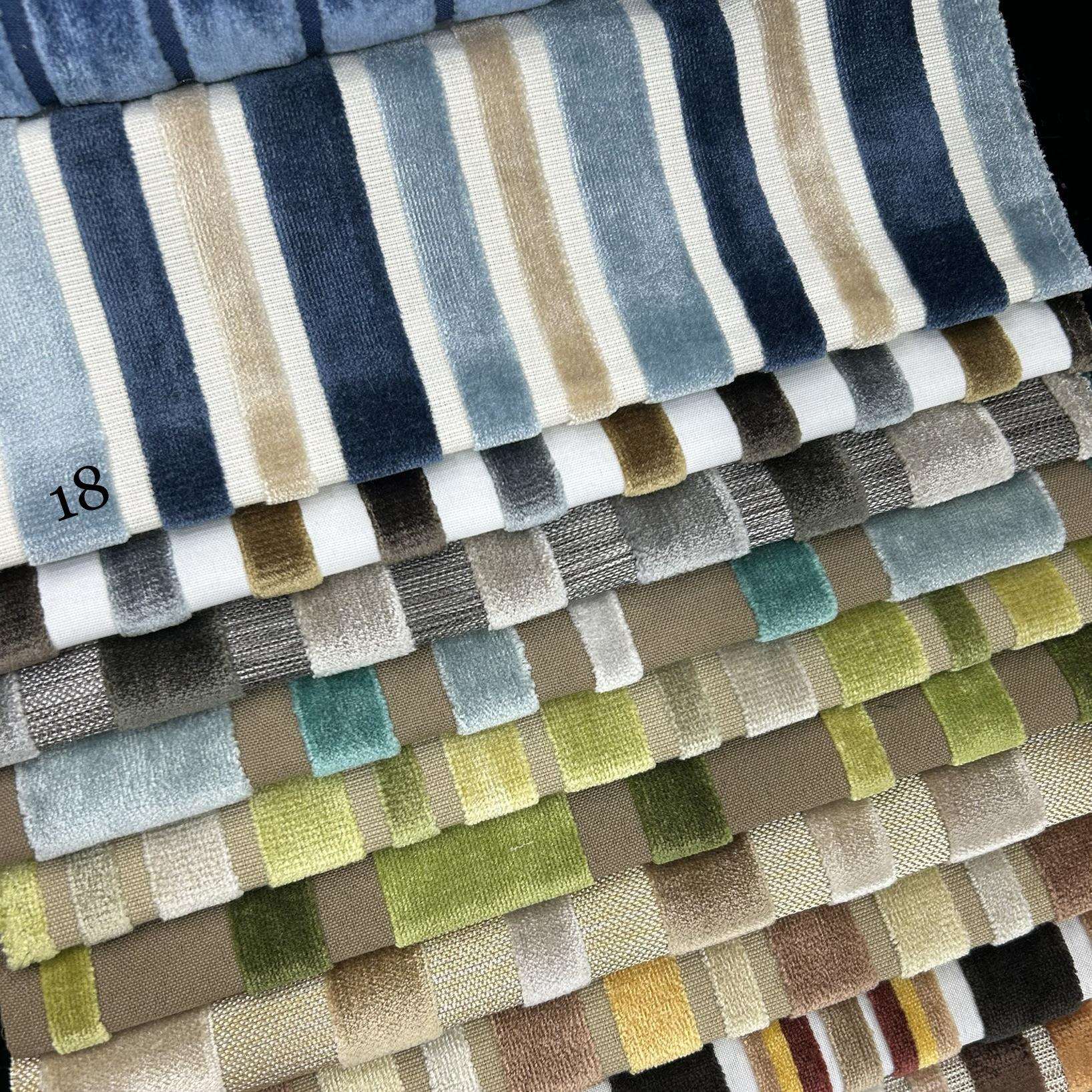 门幅140cm割绒双色深蓝色浅蓝色多色蓝绿宽条纹条子沙发布抱枕布