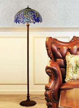 直销16寸帝凡尼落地灯欧式客厅灯卧室灯蓝色紫藤装饰灯具