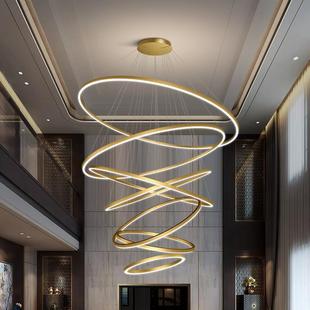 复式楼大吊灯挑空客厅吊灯别墅楼梯灯轻奢跃层挑高楼中楼大厅吊灯