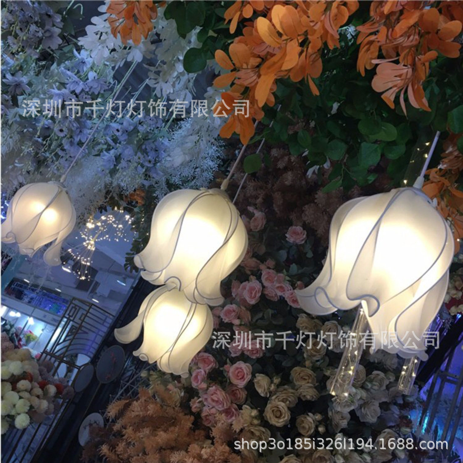 婚庆道具铃兰花吊灯婚礼吊顶串灯装饰舞台空中迎宾区橱窗布置