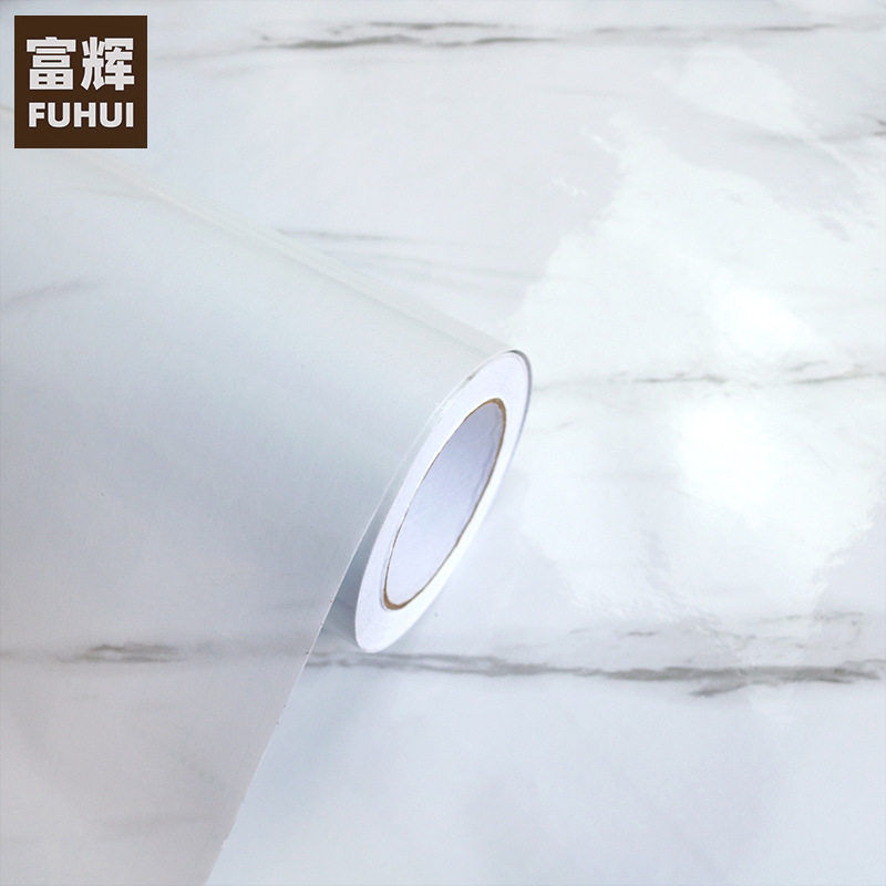 爵士白大理石墙纸自粘壁纸PVC光滑亮面防水墙贴橱柜桌面防油50米