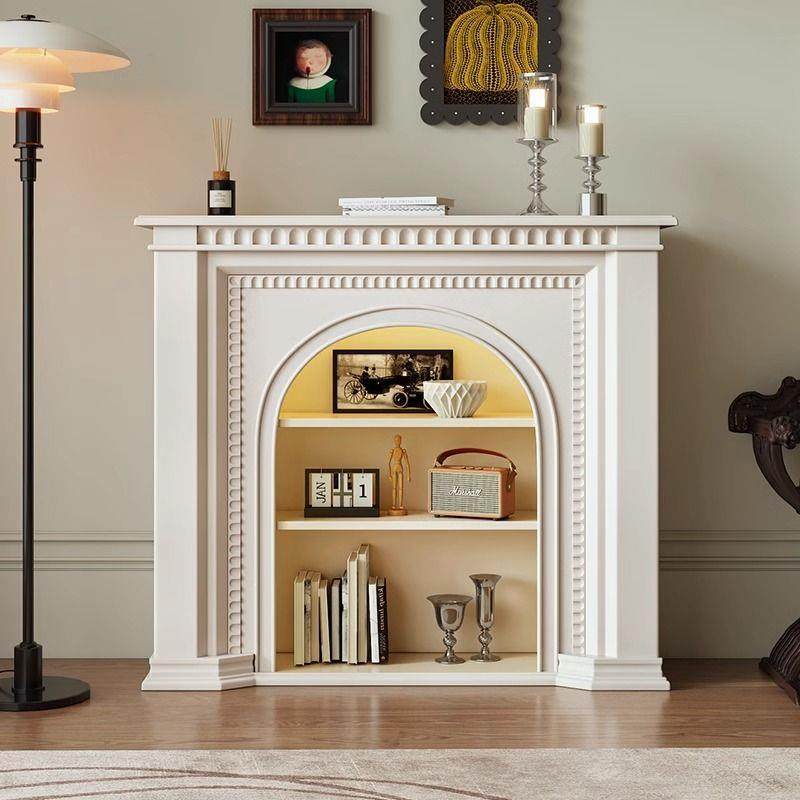 法式奶油风壁炉装饰柜美式复古客厅壁炉边柜欧式壁炉玄关柜FS@