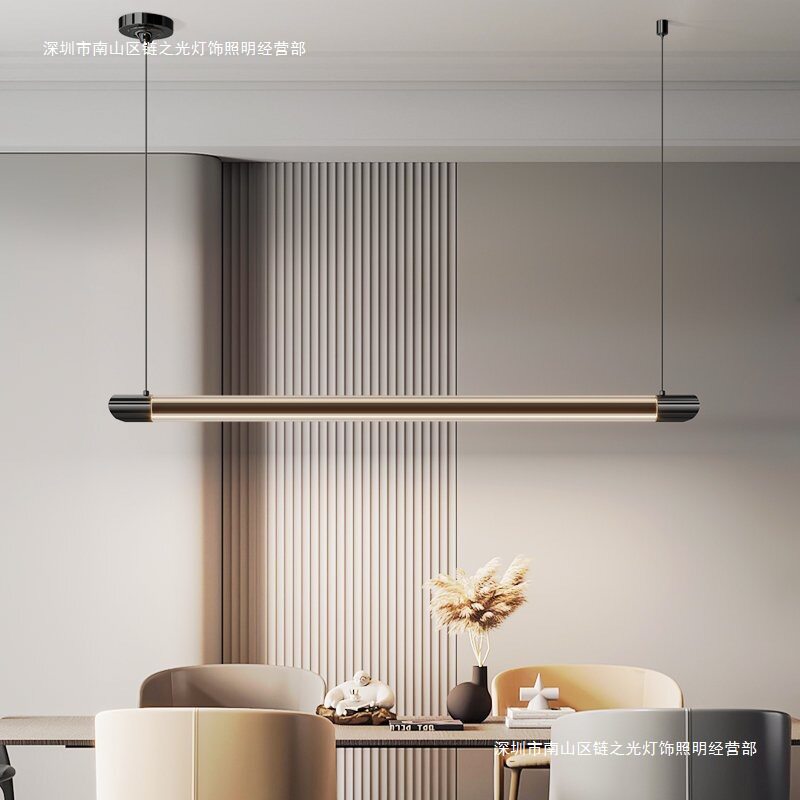 北欧极简餐厅线条吊灯简约现代前台餐桌吧台创意个性LED长条灯具