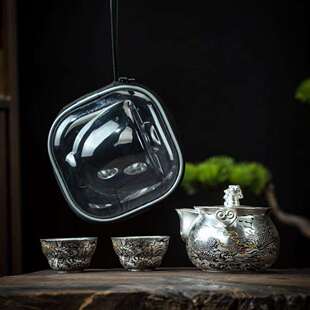 周鸿杰手绘墨龙旅行茶具套装户外便携式快客杯外出旅游随身泡茶器