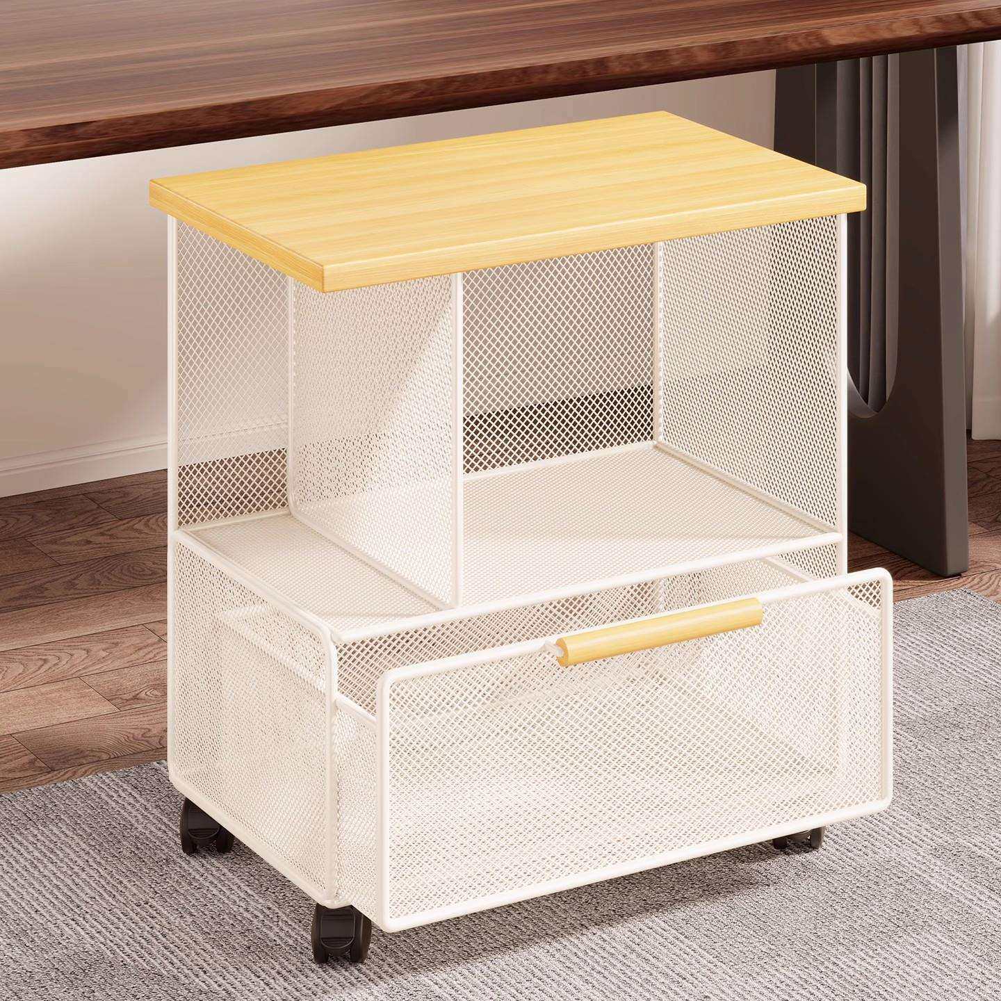 打印机置物架落地家用带轮放置柜办公室可移动桌下多层收纳小架子