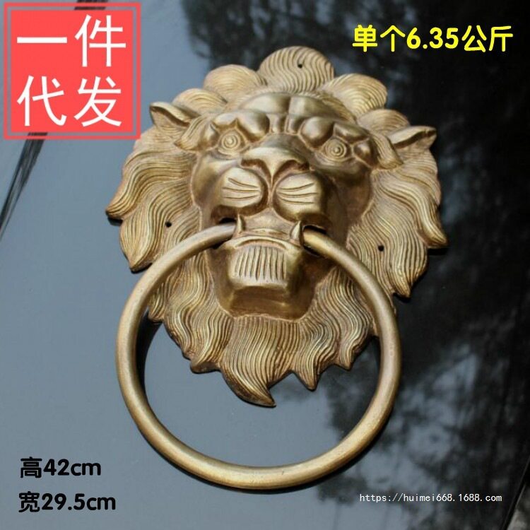 古典中式别墅大门兽头拉环大门环仿古实木门大门狮子头铜拉手把手
