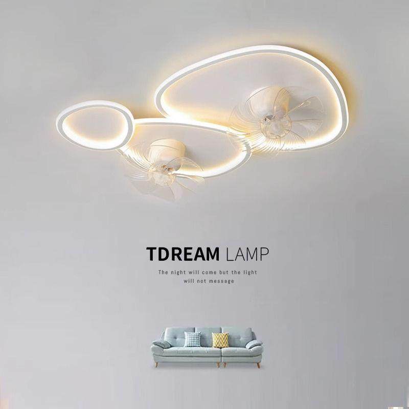 客厅灯吸顶风扇灯全光谱现代简约摇头主卧室电扇灯极简一体吊扇灯