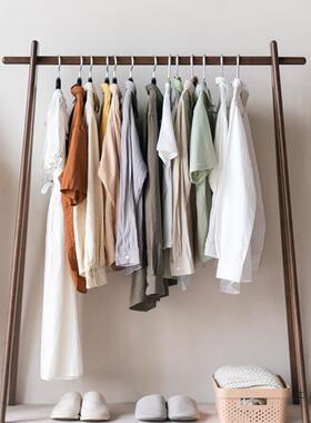 挂衣架落地室内卧室实木衣帽架简约晾衣架胡桃黑色胡桃木中式