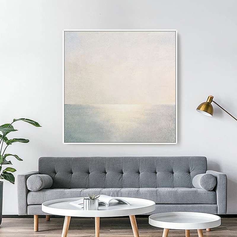 油画纯手绘抽象轻奢现代简约客厅装饰画海边黎明沙发走廊餐厅挂画图片