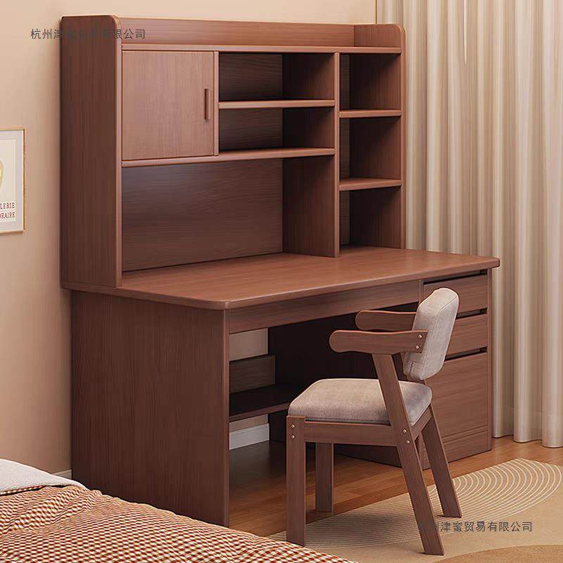 电脑桌子椅子一套台式家用简约书桌书柜一体学生学习桌办公小桌子