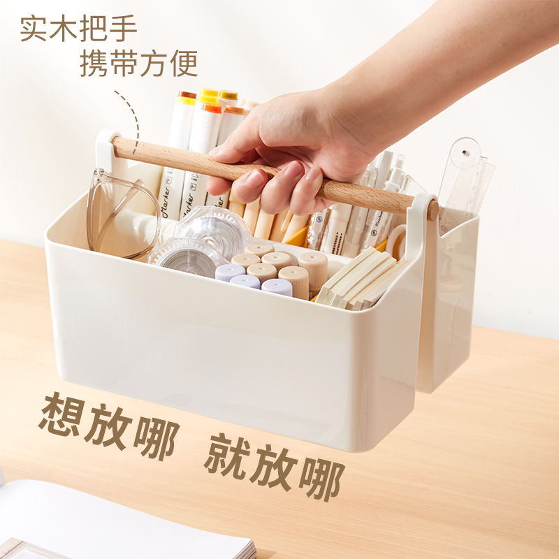 三年二班 手提式笔筒铅笔收纳盒办公室学生桌面轻奢高级感马克笔