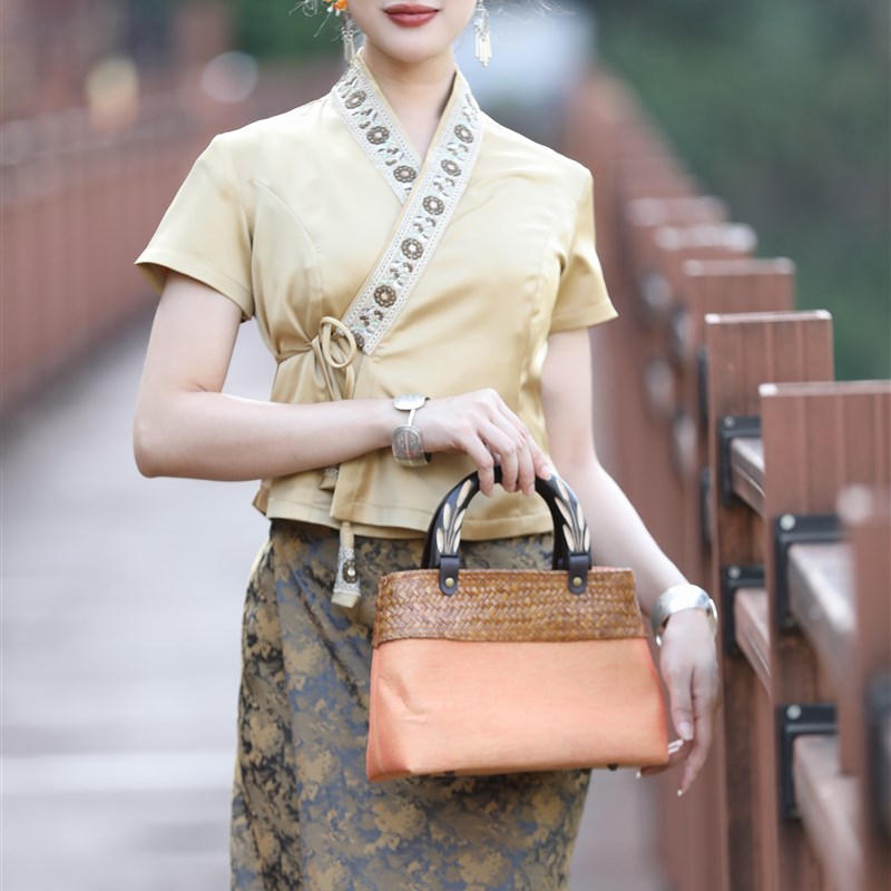 傣王妃傣族民族服装春夏短袖筒裙女套装清凉舒适日常工作旅拍服