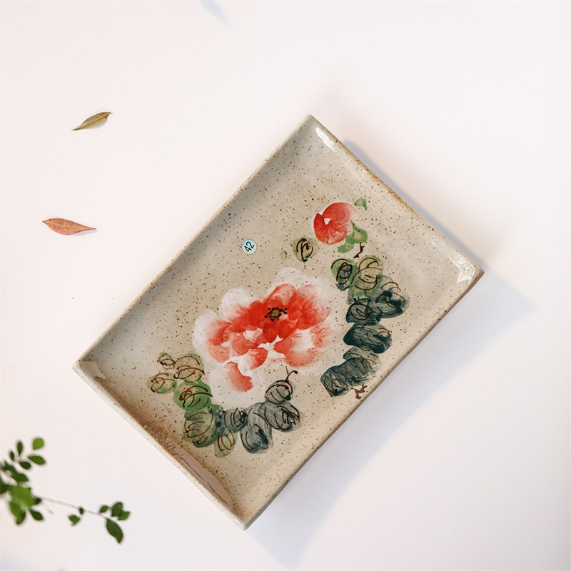 国潮风手绘粗陶壶承景德镇覆古油画风彩绘植物花卉陶瓷茶具套装