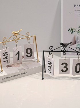 新款创意餐桌学生桌面木质日历摆件玄关幼儿园拍照日期牌拍摄