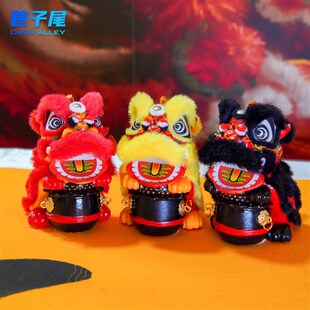 狮头舞狮醒狮狮鼓汽车车载车内中控装饰品小摆件招财文创文化摆件