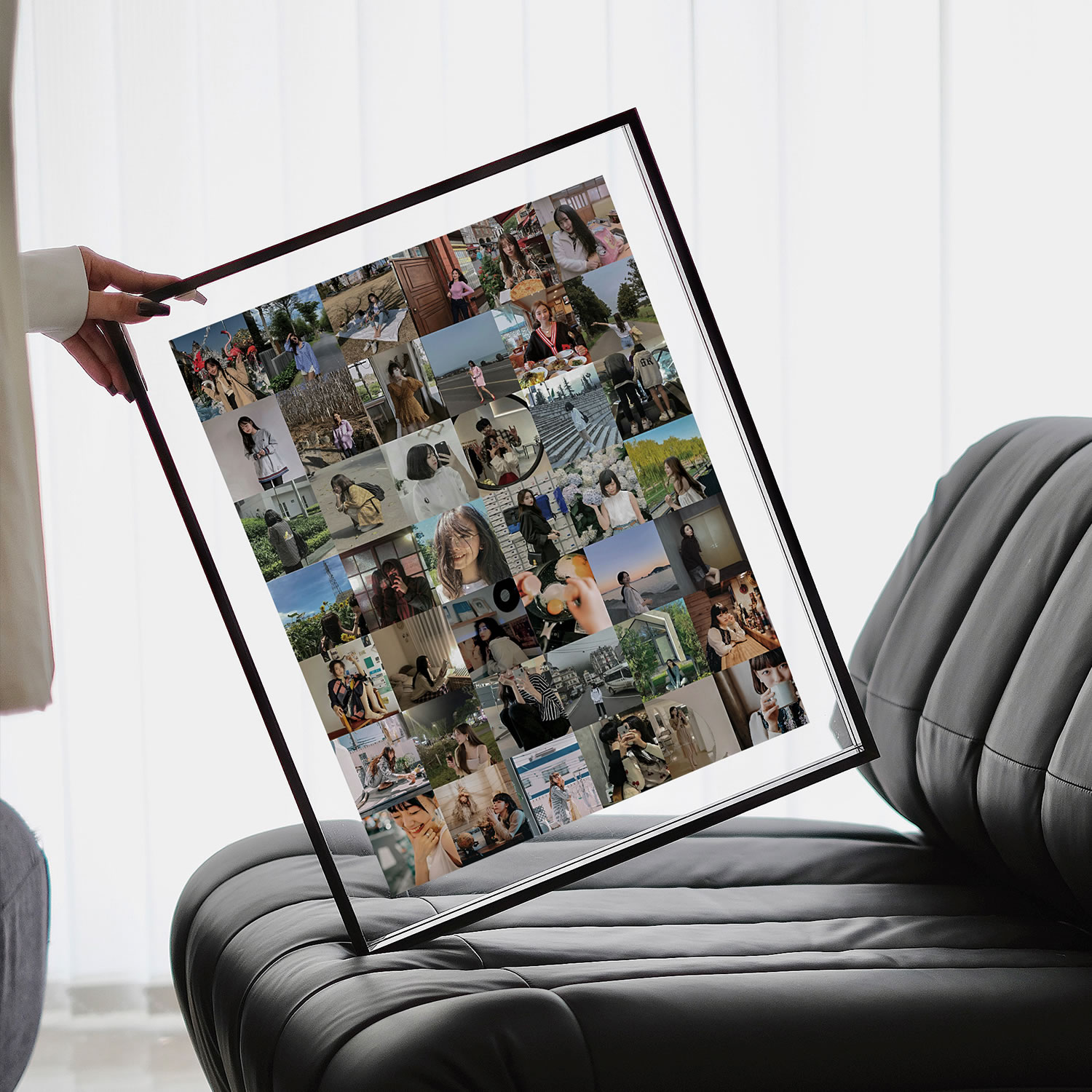 亚克力九宫格相框diy定制情侣48格打印照片框装裱挂墙透明画框