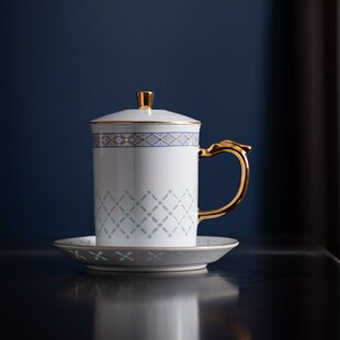 富玉玲珑瓷茶杯景德镇高级茶杯青花瓷杯子陶瓷杯礼盒家用待客水杯