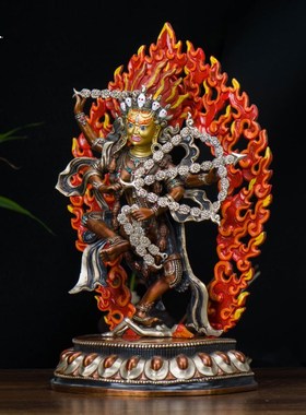 闯隆《作明佛母像》家居饰品客厅7/10寸 紫铜鎏金鎏银工艺品摆件