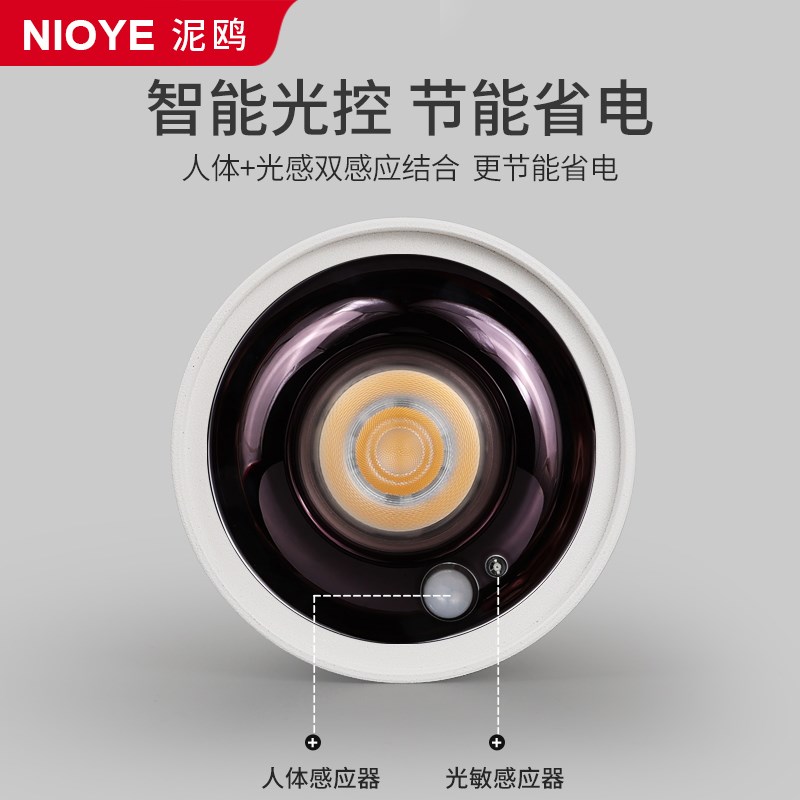 感应射灯明装入户门玄关走廊过道楼道防眩筒灯夜间自动人体感应灯