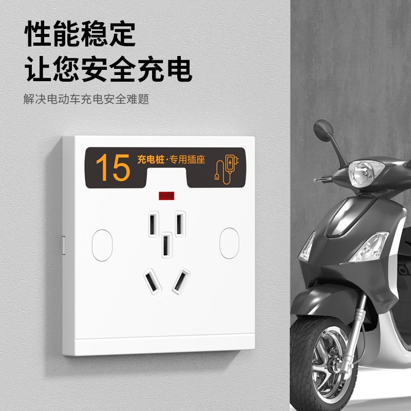 电动车充电桩充电站专用插座86型户外防水明暗装五孔十孔四孔面板