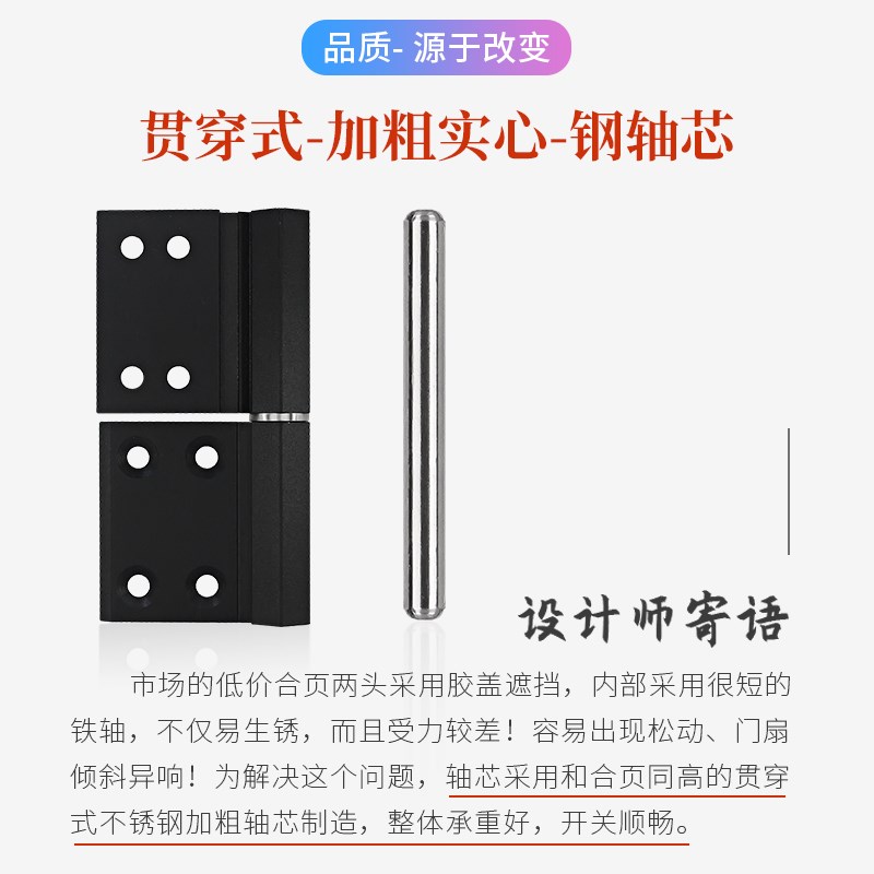 平开浴室卫生间铝合金合页厕所门免开槽合叶折页不锈钢浴室铰链