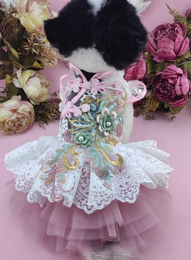 私宠手作宠物狗公主裙比熊博美约克夏衣服猫咪防掉毛薄款衣服定制