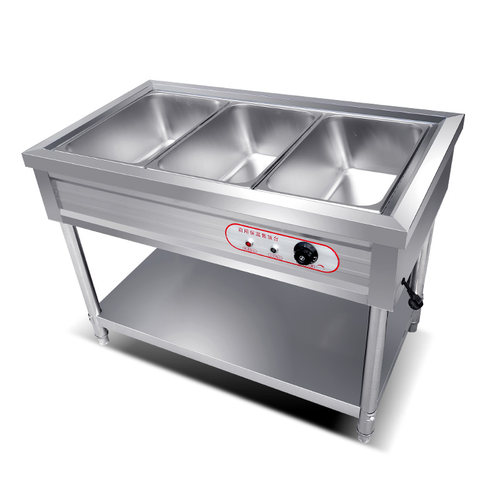 商用不锈钢保温售饭台快餐保温台分餐车食堂快餐车电加热汤池菜台