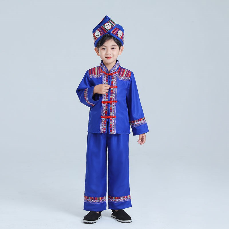 新款儿童壮族三月三舞蹈演出服少数民族苗族服装男童土家族表演服