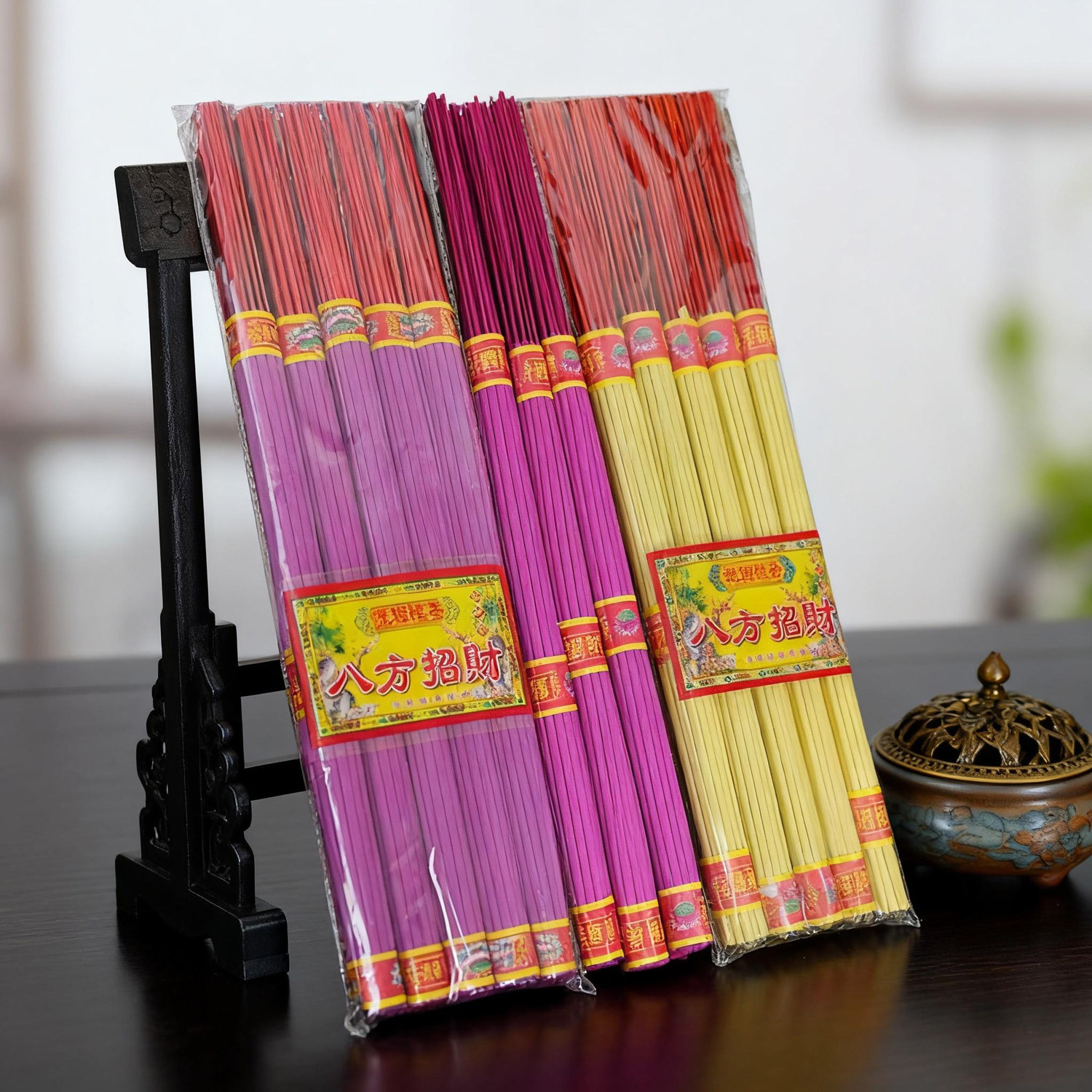 39cm无字八方招财寺庙家用香微烟檀香财神佛香观音竹签香敬神香