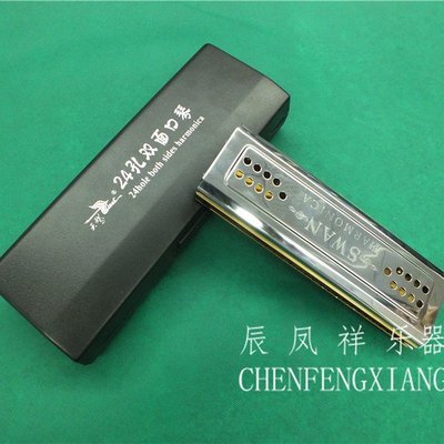 天鹅双面口琴24孔复音口琴双面C调G调配植绒大塑盒
