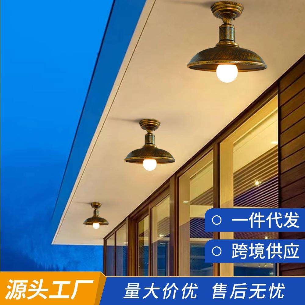 户外吸顶灯防水美式复古风别墅花园阳台屋檐吊灯室外庭院走廊