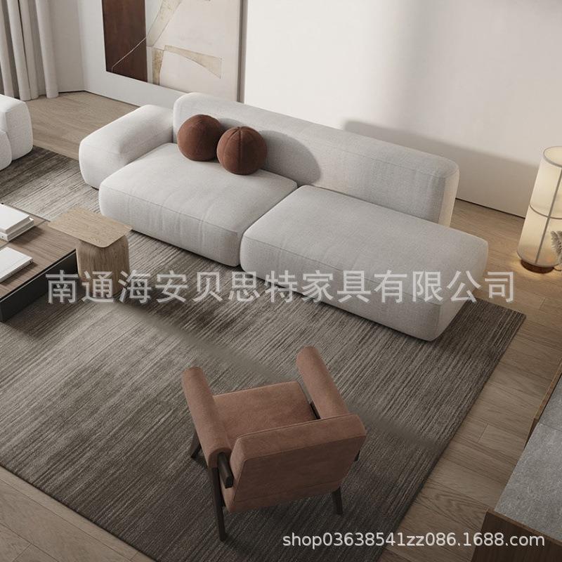 北欧简约小户型布艺沙发客厅组合意式极简直排豆腐块奶油风沙发