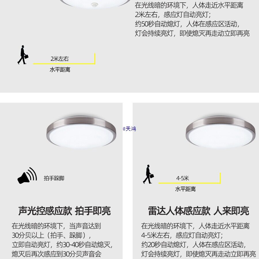 人体感应雷达声控吸顶灯