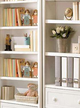 欧式书柜90带抽实木格子70书架门厅展柜80组合角柜60韩式现代书橱