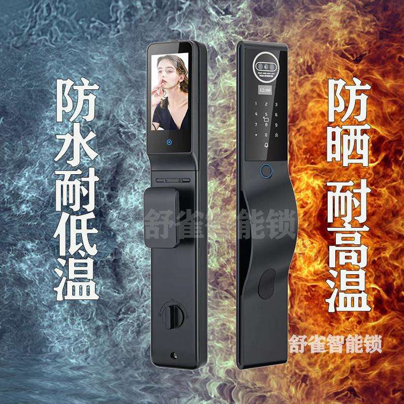 户外庭院门智能锁双开门人脸识别指纹锁防水防晒防冻家用密码锁