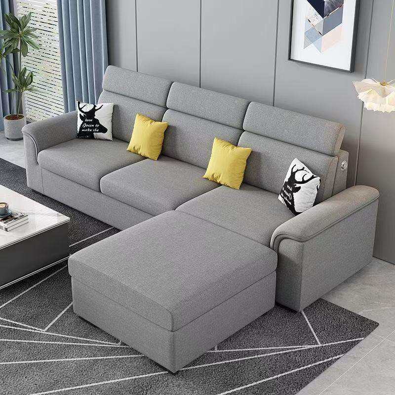 现代简约棉麻布艺沙发可拆洗大小户型猫爪科技布沙发客厅整装单人