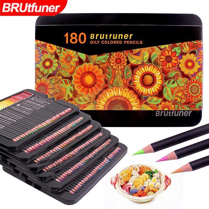 Brutfuner本范儿180色彩铅120色彩色铅笔方形杆手绘油性彩色铅笔