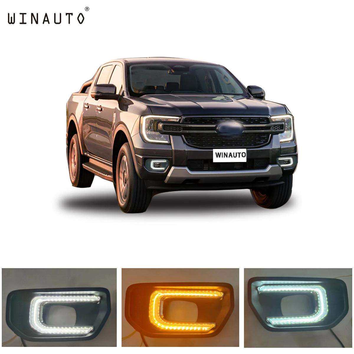 适用于福特RANGER2022三色日行灯LED日间行车灯带蓝光黄光