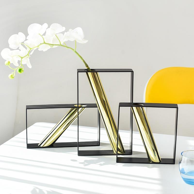 北欧金属花器立体几何摆件家居饰品现代简约创意客厅玄关花瓶摆设