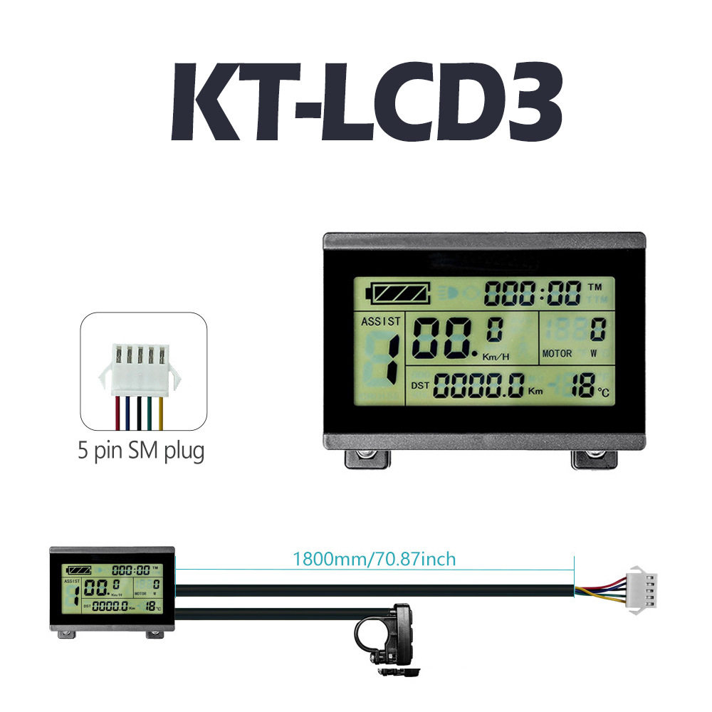 跨境专销电动自行车改装电动配用昆腾KT-LCD3液晶仪表/普通接头